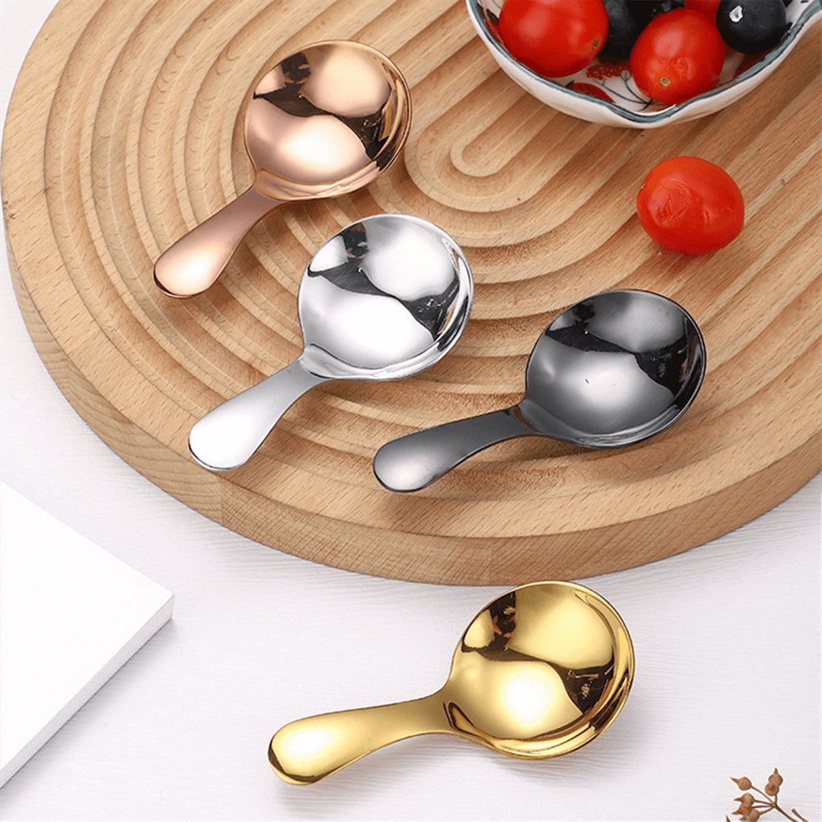 4-pack - small spoons - spoons with short handle - suitable for pots - for salt, sugar, spices, coffee, tea, V1188-ZXY-11041