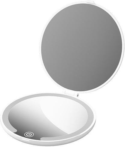 Make up mirror - Mini mirror with light - 1x/5x magnification - 10 cm - Rechargeable - Suitable for wallets, V1188-ZXY-11046