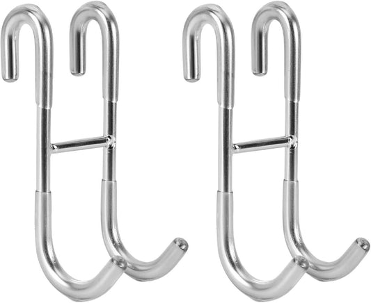 No-Drill Shower Door Hooks - 2-Pack for Rimless Glass Doors - Rubber Scratch Protection V1188-ZXY-11047