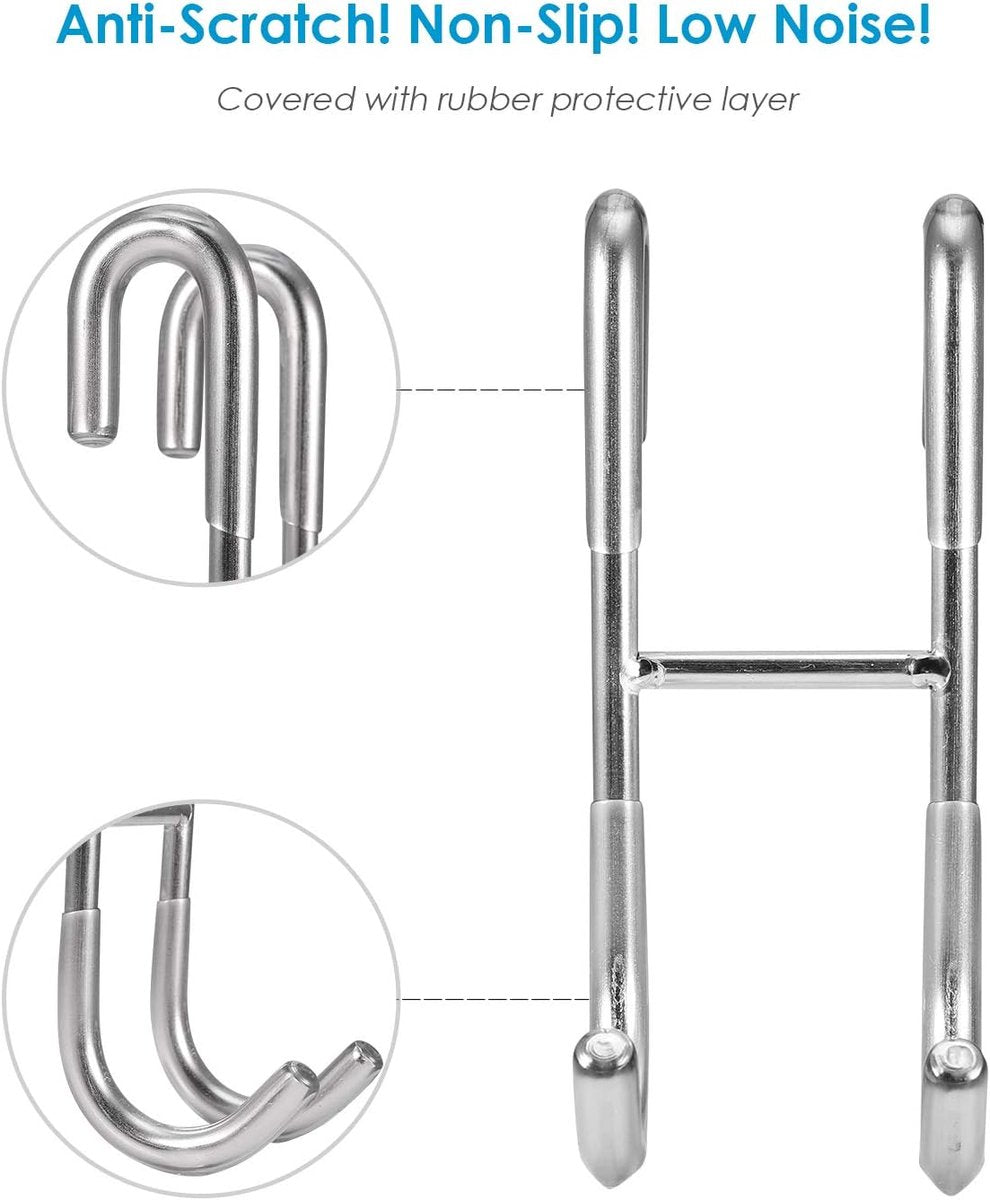 No-Drill Shower Door Hooks - 2-Pack for Rimless Glass Doors - Rubber Scratch Protection V1188-ZXY-11047