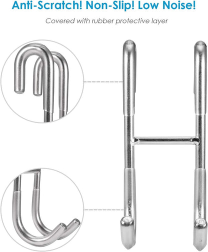 No-Drill Shower Door Hooks - 2-Pack for Rimless Glass Doors - Rubber Scratch Protection V1188-ZXY-11047