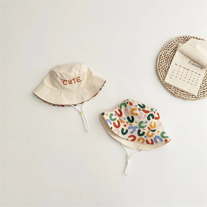 Baby Hat - Reversible Summer Hat - Summer Hat with Embroidered Letters - Size 48 V1188-ZXY-11051