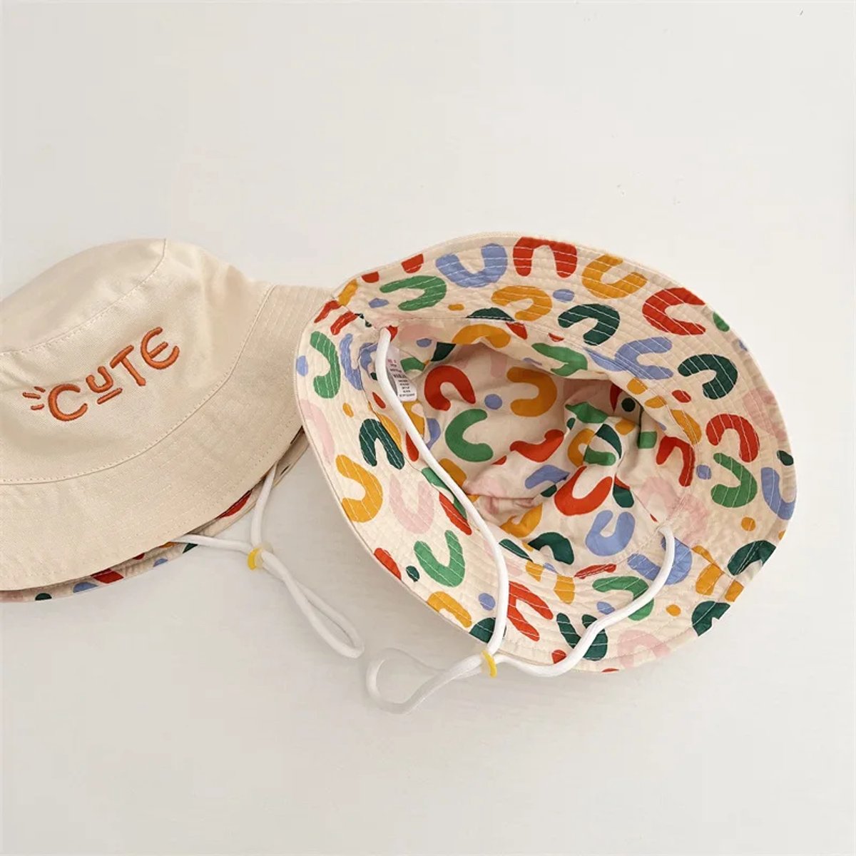 Baby Hat - Reversible Summer Hat - Summer Hat with Embroidered Letters - Size 48 V1188-ZXY-11051