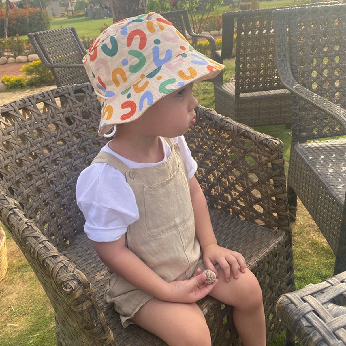 Baby Hat - Reversible Summer Hat - Summer Hat with Embroidered Letters - Size 48 V1188-ZXY-11051