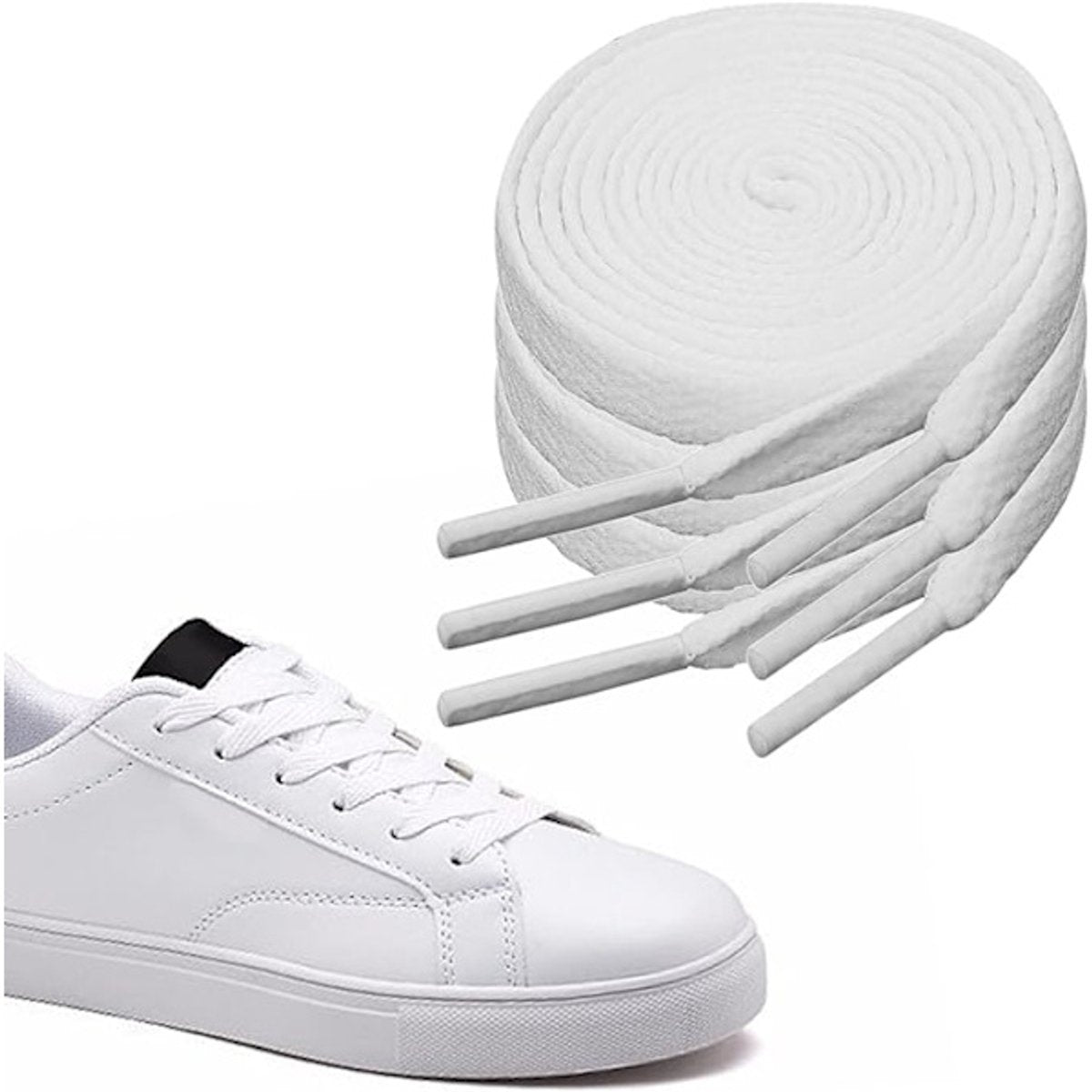 White flat laces - suitable for sports shoes, etc. White 120 cm 3 pairs V1188-ZXY-11053