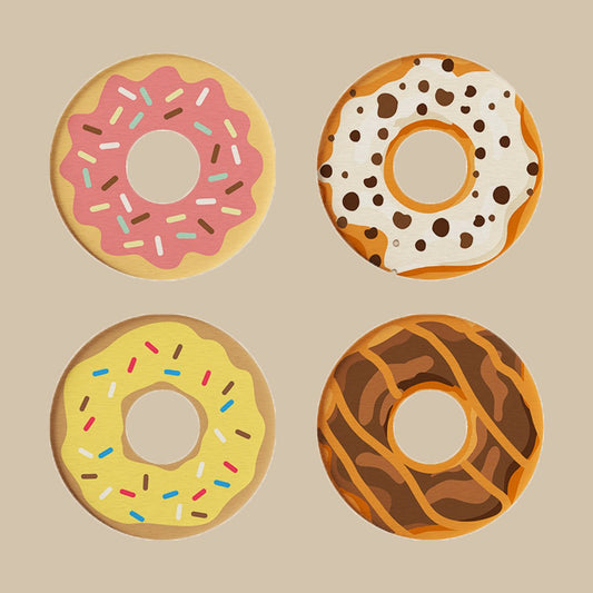 Coasters - Non-slip coasters - heat insulating coasters - Set of 4 - Donut-shaped - Anti-burn and anti-slip - V1188-ZXY-11058