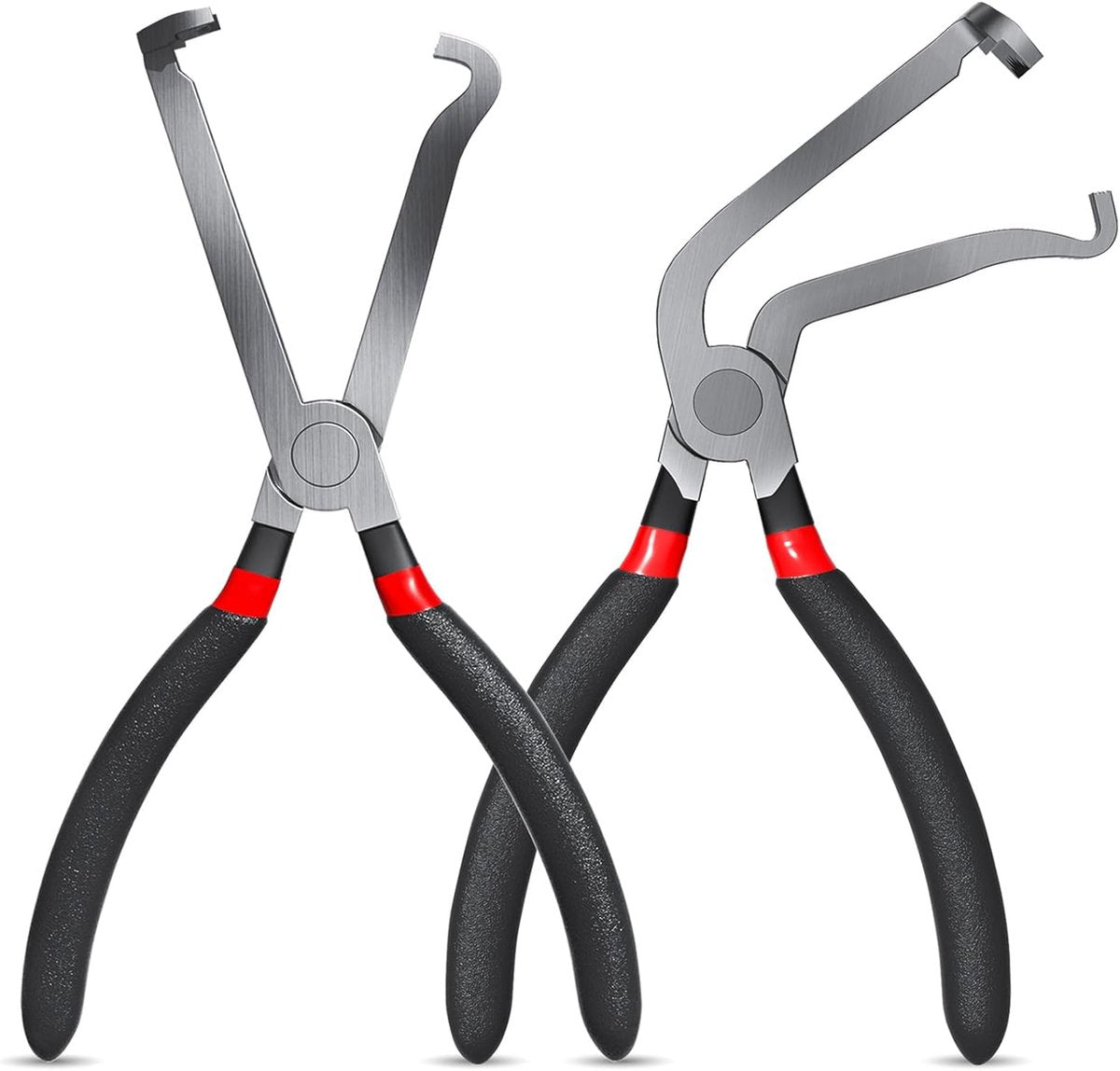 2-Pack Auto Electrical Disconnect Pliers Set - Straight & 60 degrees Angle for All Reach - Non-Slip Handles V1188-ZXY-11059