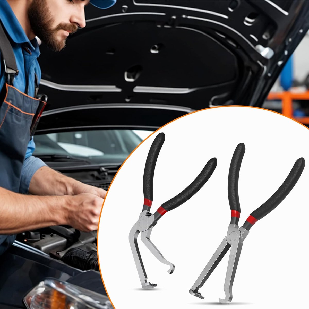 2-Pack Auto Electrical Disconnect Pliers Set - Straight & 60 degrees Angle for All Reach - Non-Slip Handles V1188-ZXY-11059