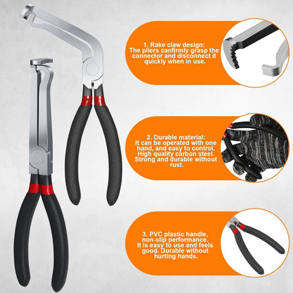 2-Pack Auto Electrical Disconnect Pliers Set - Straight & 60 degrees Angle for All Reach - Non-Slip Handles V1188-ZXY-11059