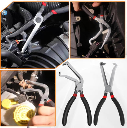 2-Pack Auto Electrical Disconnect Pliers Set - Straight & 60 degrees Angle for All Reach - Non-Slip Handles V1188-ZXY-11059