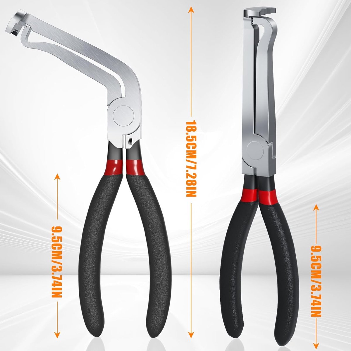 2-Pack Auto Electrical Disconnect Pliers Set - Straight & 60 degrees Angle for All Reach - Non-Slip Handles V1188-ZXY-11059