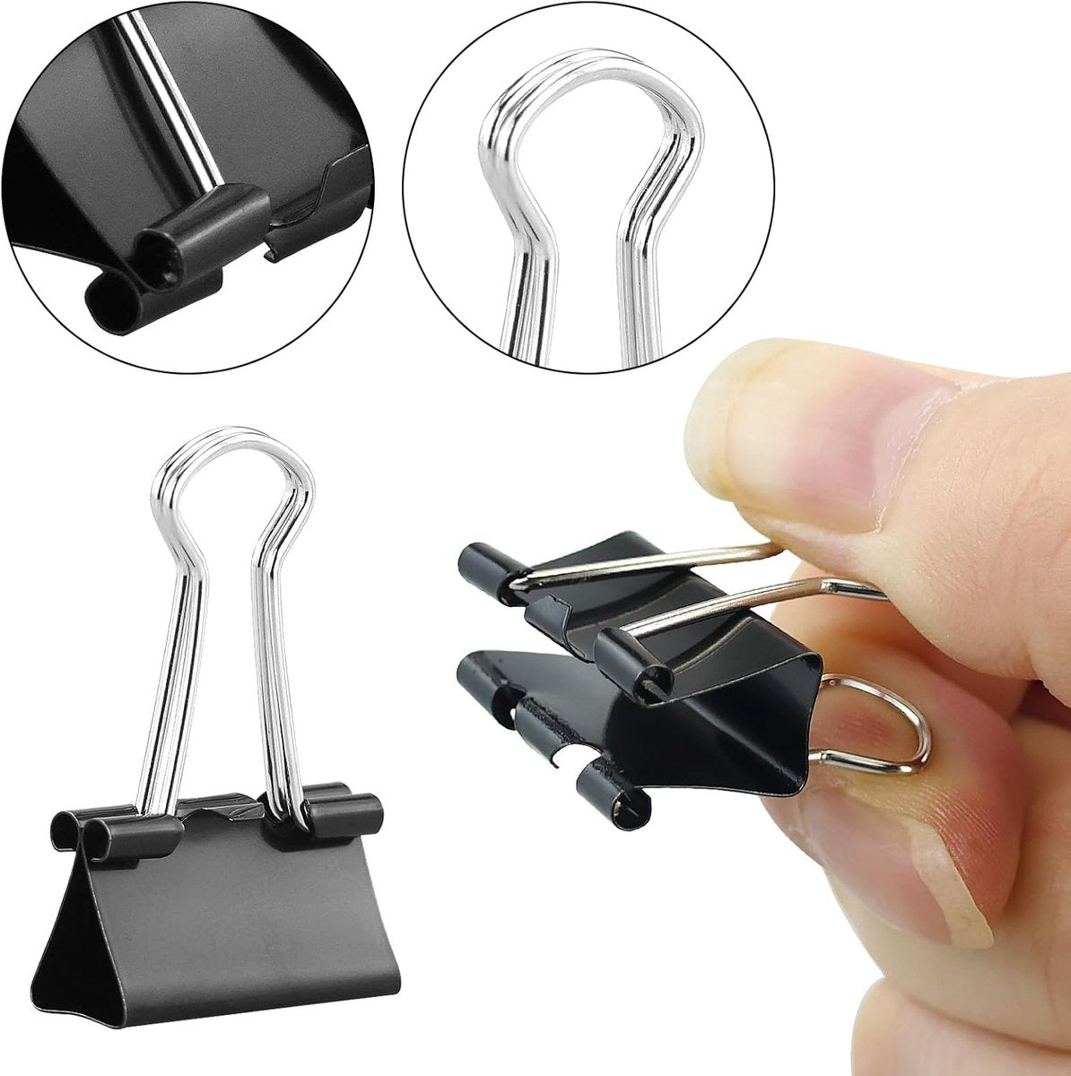 105 ring binders - 15 mm/19 mm/25 mm/32 mm metal paper clips - black folding clips - double-folded ring V1188-ZXY-11061