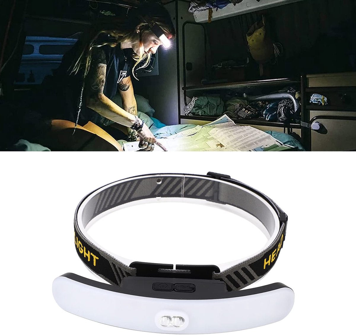 Headlamp LED Rechargeable - Headlight - COB Headlamp - 6 Light Modes - USB Rechargeable - Headlamp Flashlight V1188-ZXY-11068