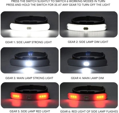 Headlamp LED Rechargeable - Headlight - COB Headlamp - 6 Light Modes - USB Rechargeable - Headlamp Flashlight V1188-ZXY-11068