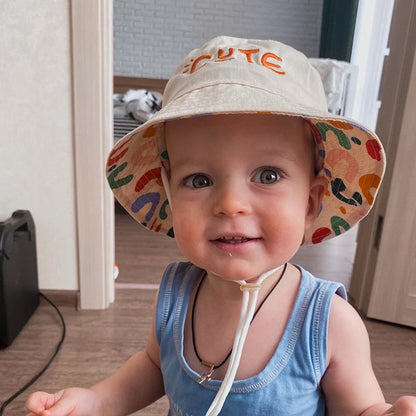 Baby Hat - Reversible Summer Hat - Summer Hat with Embroidered Letters - Size 50 V1188-ZXY-11072