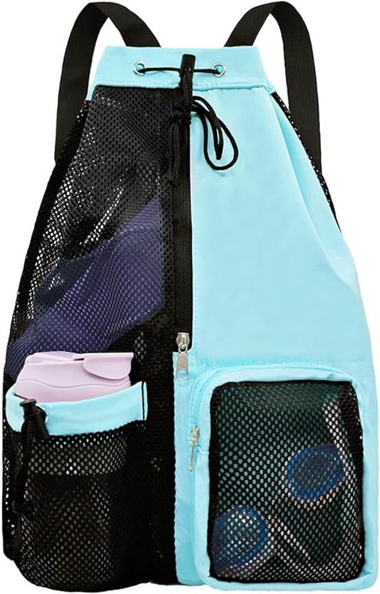Backpack - Sports Bag - Travel Bag - Training Bag - Swimming Bag - 30*15*45cm - Mesh Material - Drawstring V1188-ZXY-11073