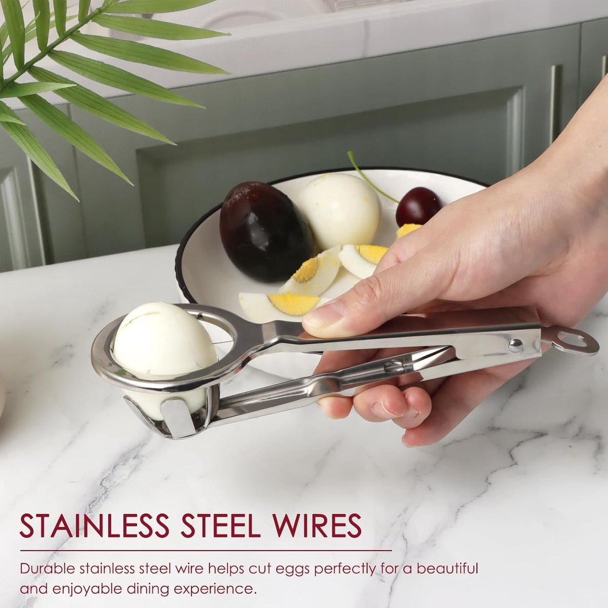 Egg Slicer - Stainless Steel Egg Slicer - Kitchen Utensils - Stainless Steel Kitchen Gadgets - Top Quality V1188-ZXY-11076