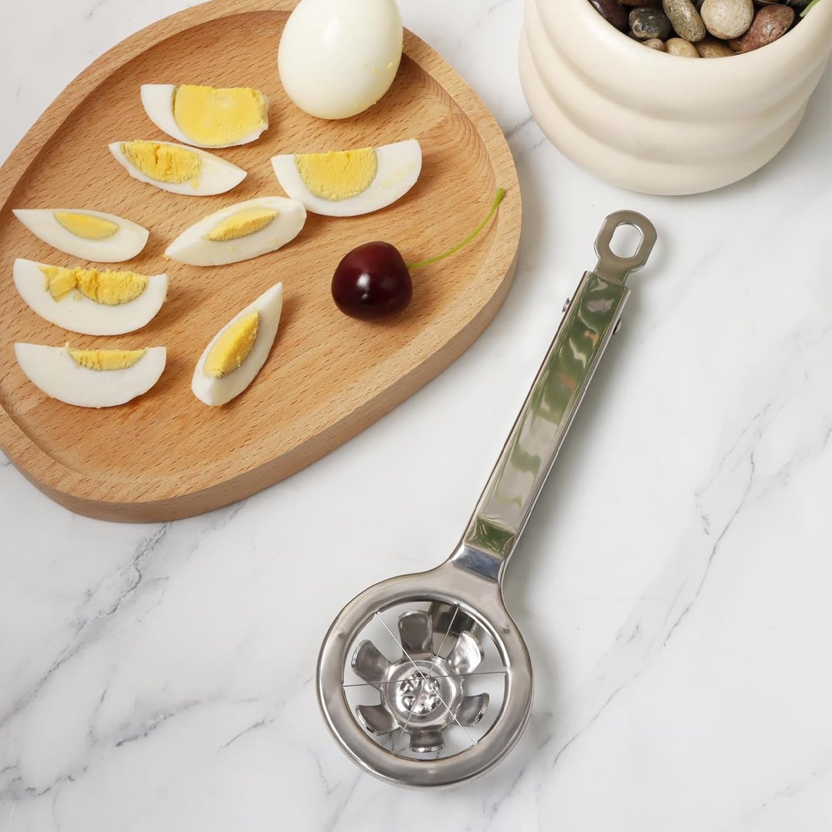 Egg Slicer - Stainless Steel Egg Slicer - Kitchen Utensils - Stainless Steel Kitchen Gadgets - Top Quality V1188-ZXY-11076