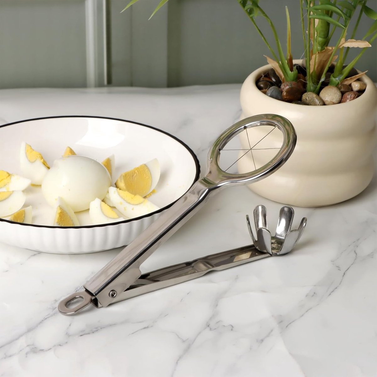 Egg Slicer - Stainless Steel Egg Slicer - Kitchen Utensils - Stainless Steel Kitchen Gadgets - Top Quality V1188-ZXY-11076