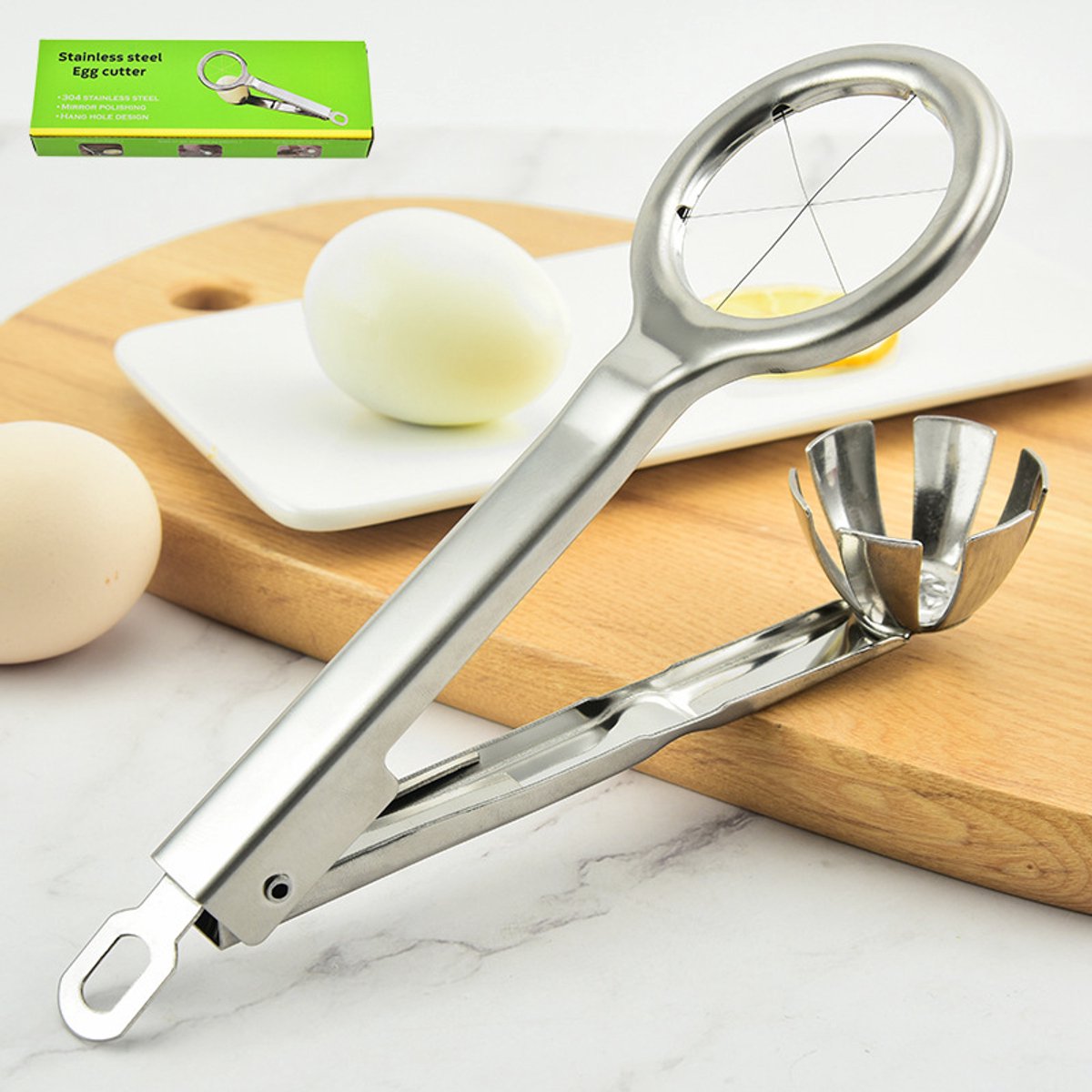 Egg Slicer - Stainless Steel Egg Slicer - Kitchen Utensils - Stainless Steel Kitchen Gadgets - Top Quality V1188-ZXY-11076