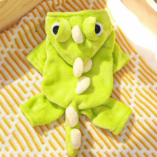 Warm Pet Clothing - Cute Dinosaur Dog Suit - Warm Fleece Pet Clothes for Small Dogs - Green (Size L) V1188-ZXY-11077