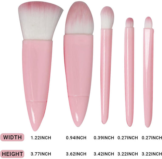 Makeup Brush Set - 5-Pack - Portable - Travel Makeup Brush Set with Mirror Case - Professional Foundation V1188-ZXY-11078