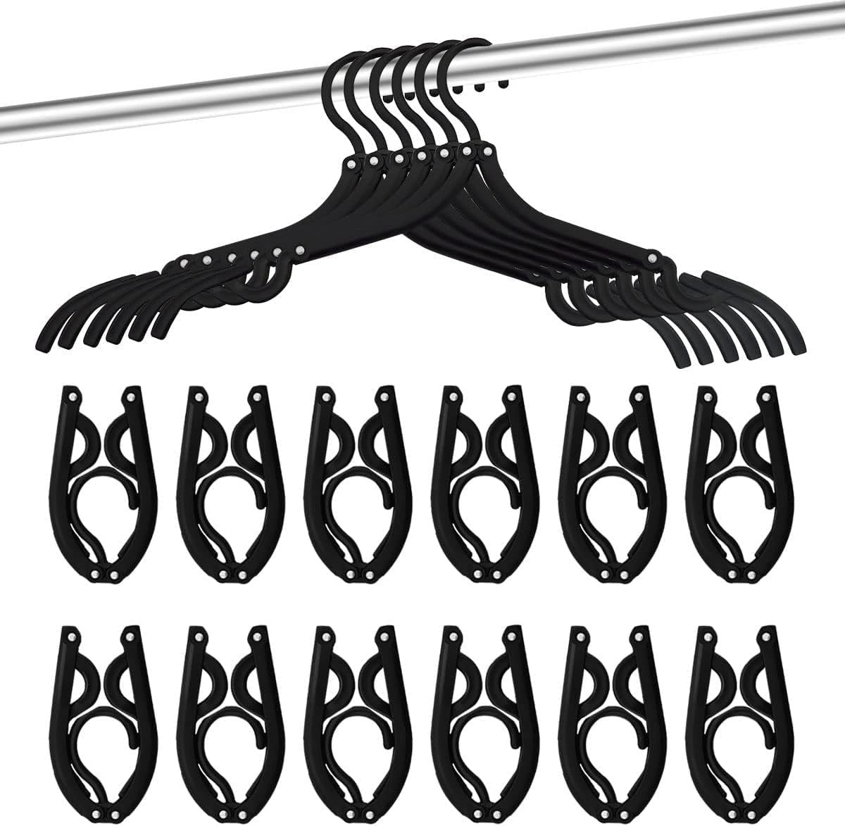12-pack - Travel Hangers - Portable - Foldable Hangers - Travel Accessories (Black) V1188-ZXY-11100