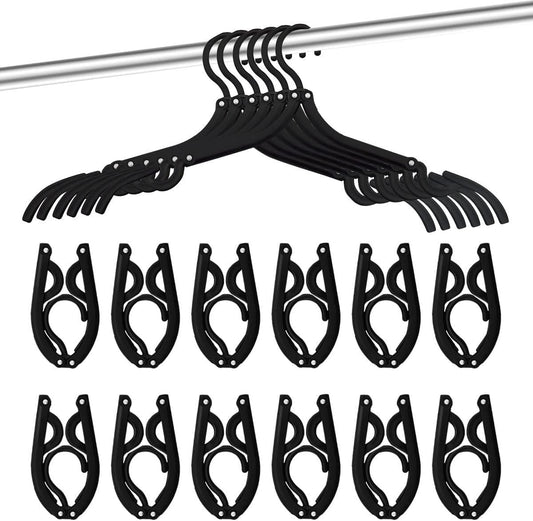 12-pack - Travel Hangers - Portable - Foldable Hangers - Travel Accessories (Black) V1188-ZXY-11100