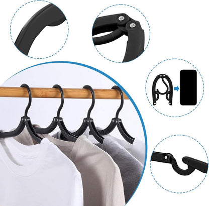 12-pack - Travel Hangers - Portable - Foldable Hangers - Travel Accessories (Black) V1188-ZXY-11100