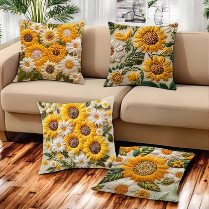 Pillowcase - 4 pieces - 45*45 cm - Flat pillowcase - Soft sunflower decoration - Modern pillowcases - V1188-ZXY-11105