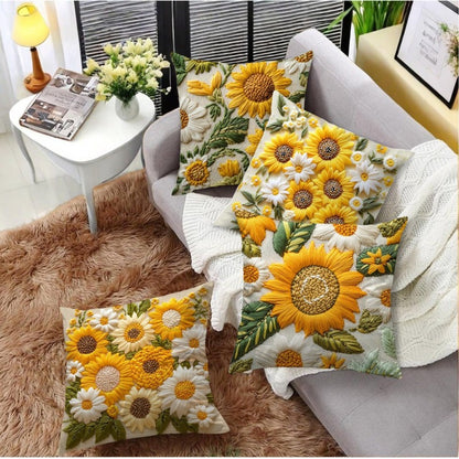 Pillowcase - 4 pieces - 45*45 cm - Flat pillowcase - Soft sunflower decoration - Modern pillowcases - V1188-ZXY-11105