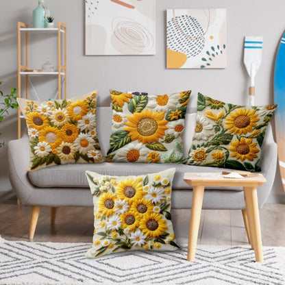 Pillowcase - 4 pieces - 45*45 cm - Flat pillowcase - Soft sunflower decoration - Modern pillowcases - V1188-ZXY-11105