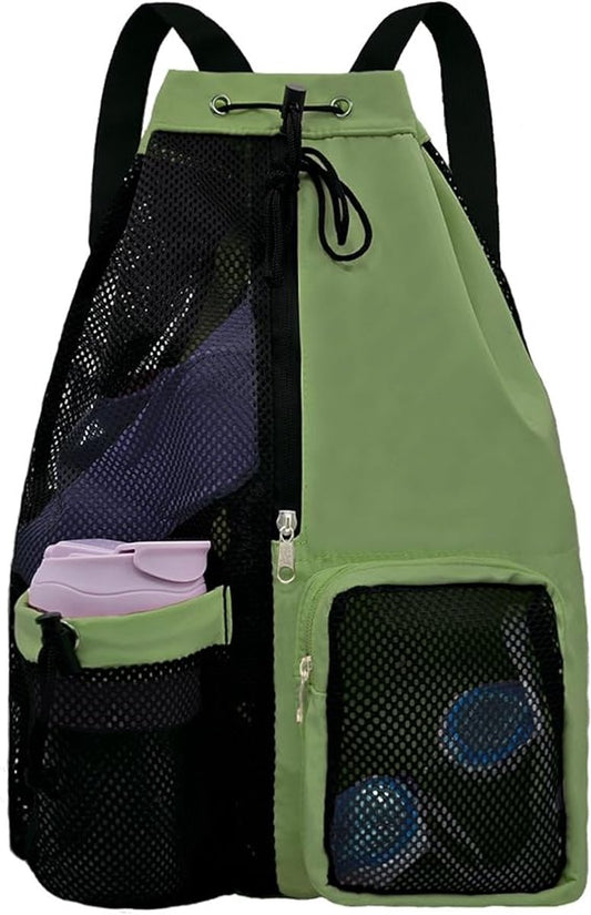 Backpack - Sports Bag - Travel Bag - Training Bag - Swimming Bag - 30*15*45cm - Mesh Material - Drawstring V1188-ZXY-11110
