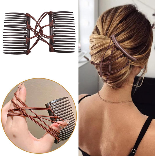 5-Pack Elastic Magic Hair Combs - Adjustable for All Hair Types - Hair Clips - For Buns, Ponytails & More - V1188-ZXY-11112
