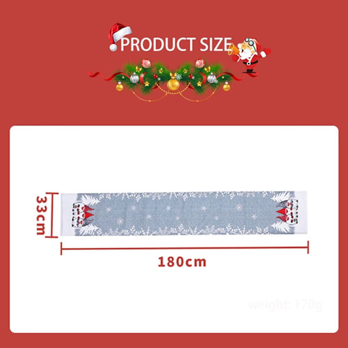 Tablecloth - Two-pack - Christmas tablecloth - Snowflake table runner - textile table runners (Gray + Red) V1188-ZXY-11116