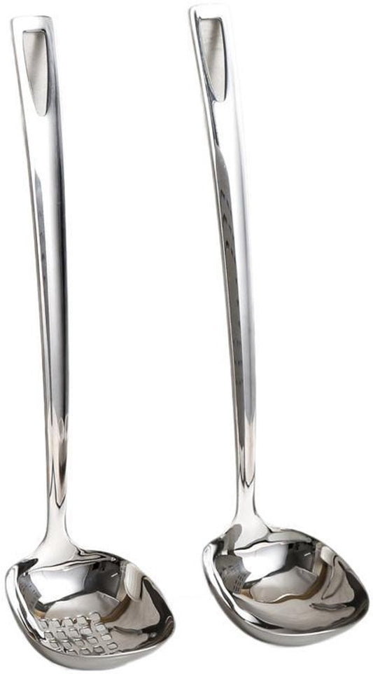 Soup Spoon Set - 2-Piece - Stainless Steel Soup Spoon - Strainer - Hanging Spoon - For Serving Soup - For V1188-ZXY-11123