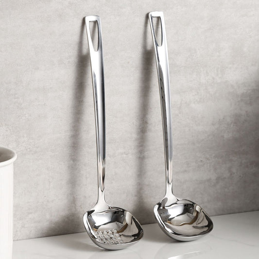 Soup Spoon Set - 2-Piece - Stainless Steel Soup Spoon - Strainer - Hanging Spoon - For Serving Soup - For V1188-ZXY-11123