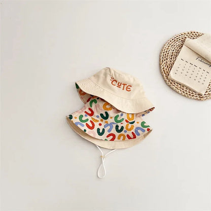 Baby Hat - Reversible Summer Hat - Summer Hat with Embroidered Letters - Size 52 V1188-ZXY-11124