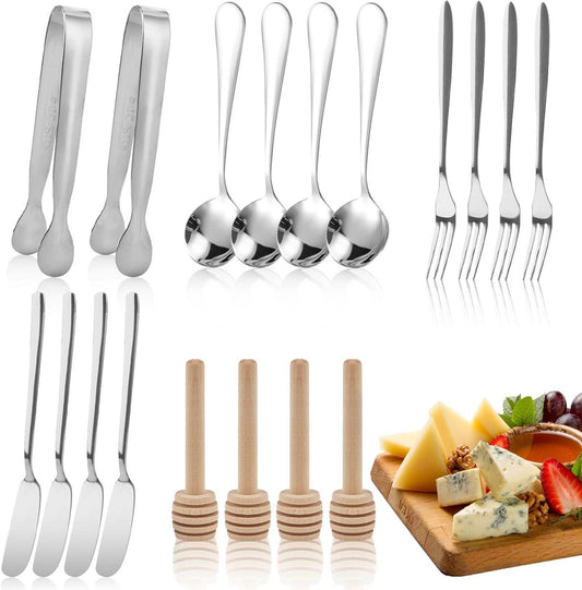 cutlery set - 16-piece set - cheese knife | pastry forks | oval coffee spoons | kitchen tongs & serving tongs V1188-ZXY-11126