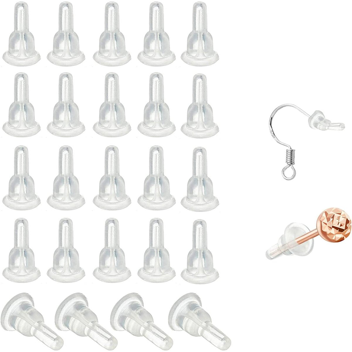 50 Silicone Earring Backs - Full Coverage, Clear Earring Backs - Dustproof - Hypoallergenic Soft Ear Cushions V1188-ZXY-11127