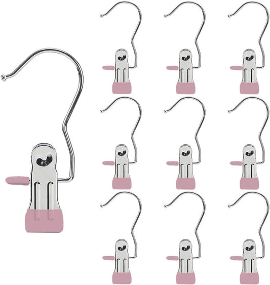 Clothes Pegs - Hangers with Clips - Stainless Steel Trouser Clips with Anti-Slip - Clothes Hooks - Hat Clips V1188-ZXY-11128