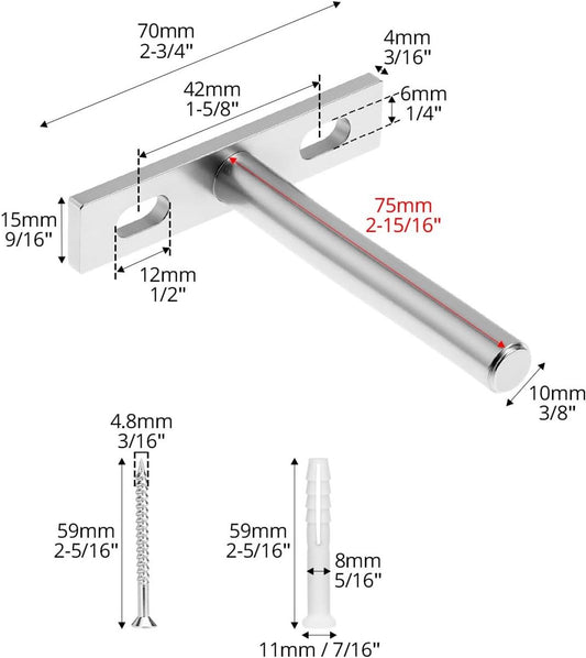 Floating Shelf Brackets - Pack of 4 - Shelf Brackets - 75mm (3 inch) Heavy-Duty Concealed Shelf Brackets - V1188-ZXY-11130