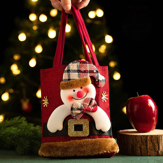 Christmas Gift Bags - Set of 3 - Velvet Material - Candy Bags for Kids - Christmas Apple Bags - Reusable V1188-ZXY-11132