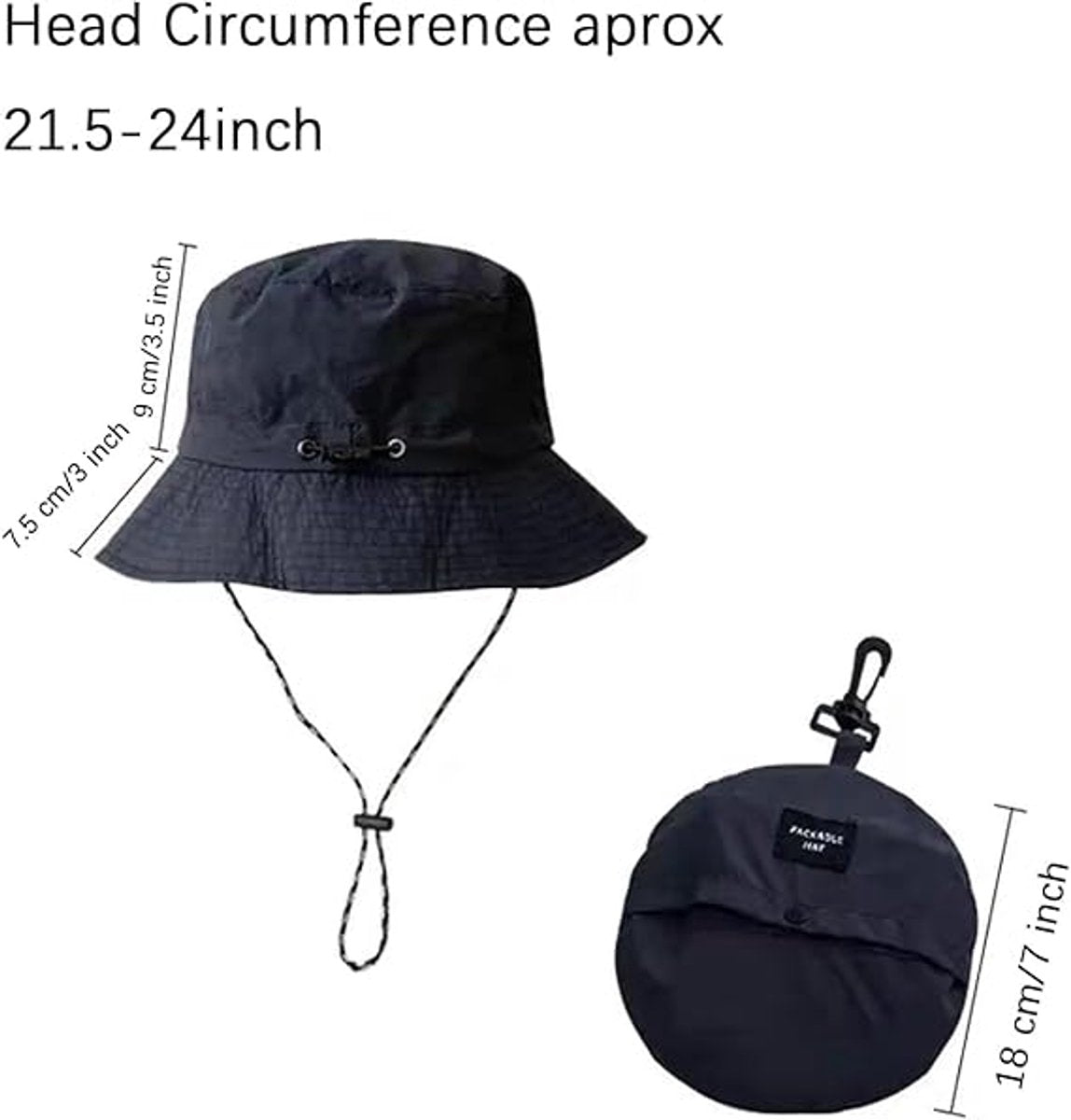 Hat - Sun Hat - Outdoor Jungle Hat - Foldable Bucket Hat - Rain Hat - Unisex - With Removable Chin Strap - V1188-ZXY-11138