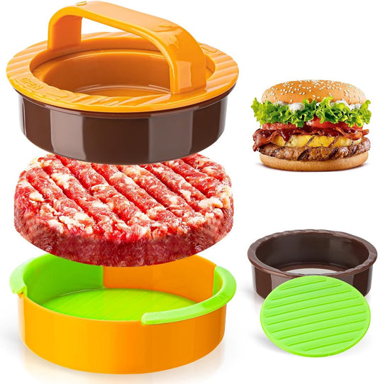 3-in-1 Hamburger and Hamburger Press - Hamburger Mold - Non-stick, durable patty maker for stuffed burgers V1188-ZXY-11144