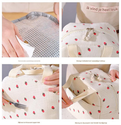 Lunch Bag - Corduroy - Lunch Box for Students/Office Workers - Insulated Bag - Waterproof - Portable Handle - V1188-ZXY-11145