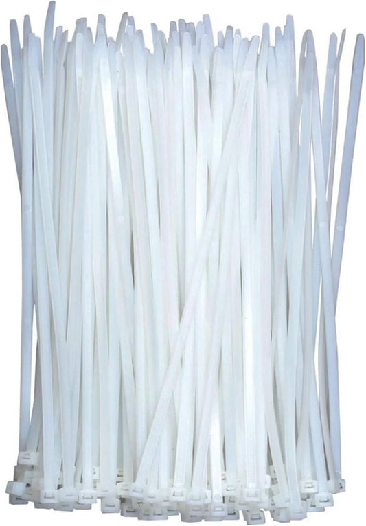 Nylon Cable Ties - Pack of 100 - 300mm x 4.8mm - Large White Nylon Cable Ties - Extra Strong - Tensile V1188-ZXY-11148