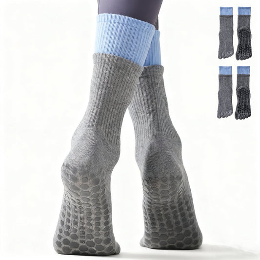 Yoga Socks (2 pairs) - Five Finger Yoga Socks - Non-slip Socks - Toe Socks - Pilates Socks - Suitable for V1188-ZXY-11151