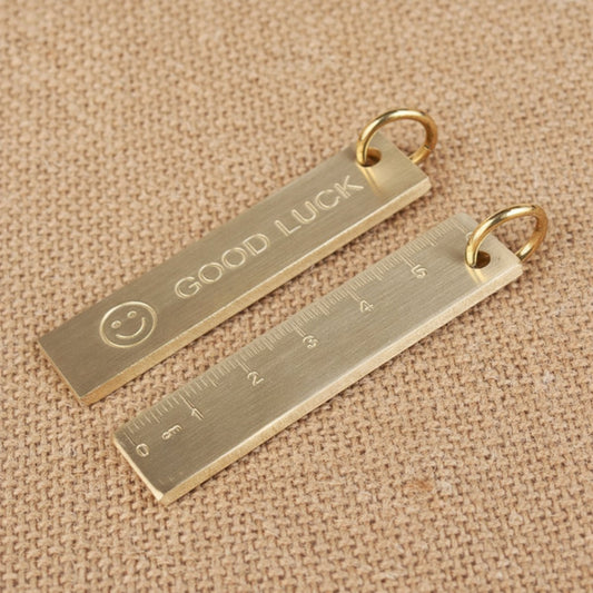 Keychain - Set of 4 - Small metal ruler - Brass gold ruler 6 cm - Decorative key ring - Keychain with V1188-ZXY-11155