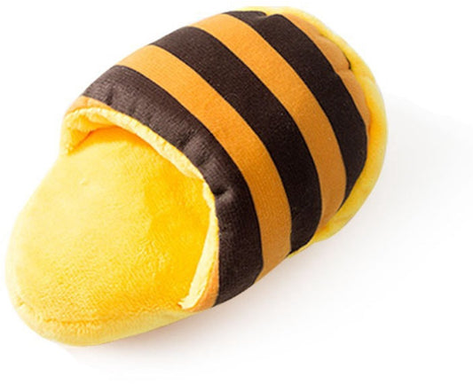 Dog Toys - Dog Cuddly Toy - Slipper Shape - Interactive - Dog Toy - Yellow-Brown Stripes V1188-ZXY-11158